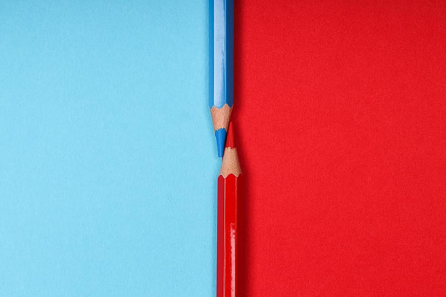 Colored Pencils, Art, Pencils, Stationery, Draw, School, Background, Red, pencil, blue, close-up