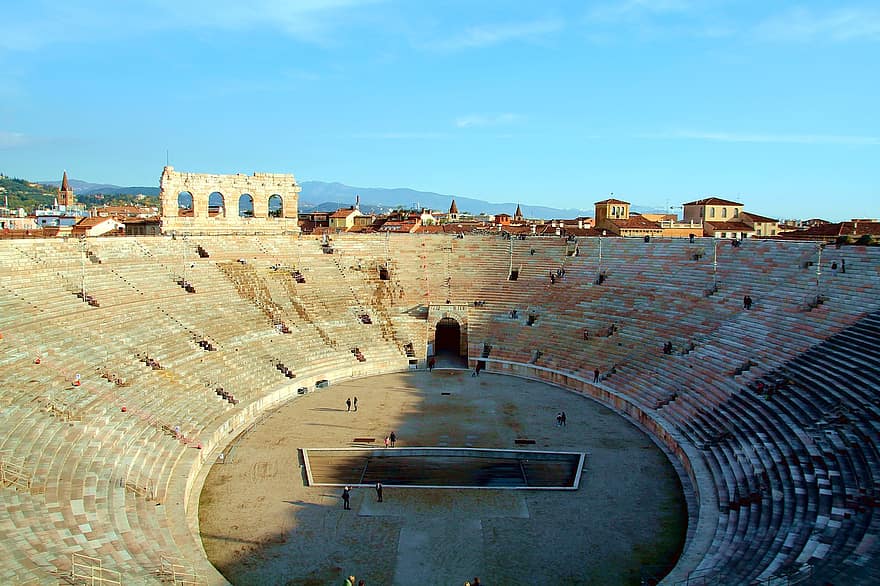 arena, stadyum, Verona, İtalya, peyzaj, mimari, inşaat, Kent, konser