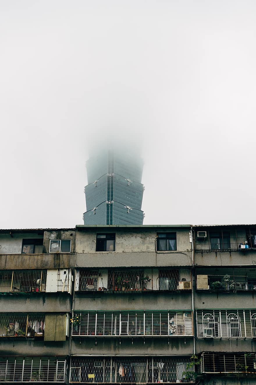 霧、超高層ビル、台北、業界、汚染、煙、建物、工場、空、環境、エネルギー