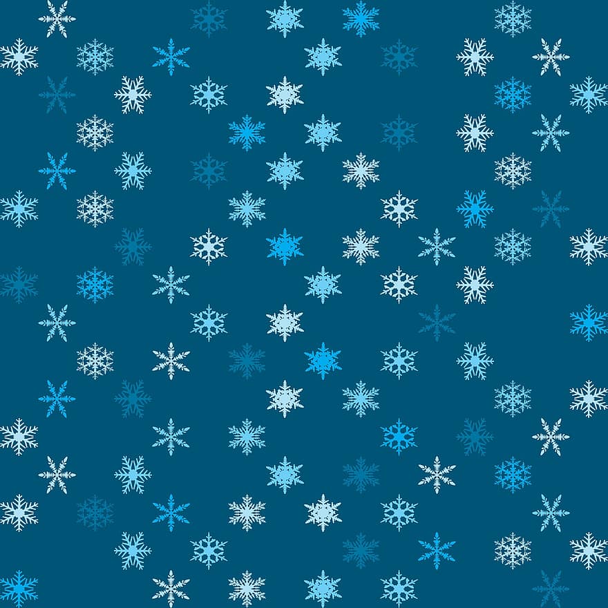 snöflingor, vinter-, bakgrund, tapet, mönster, blå, snö, dekorativ, sömlös, design, klippbok