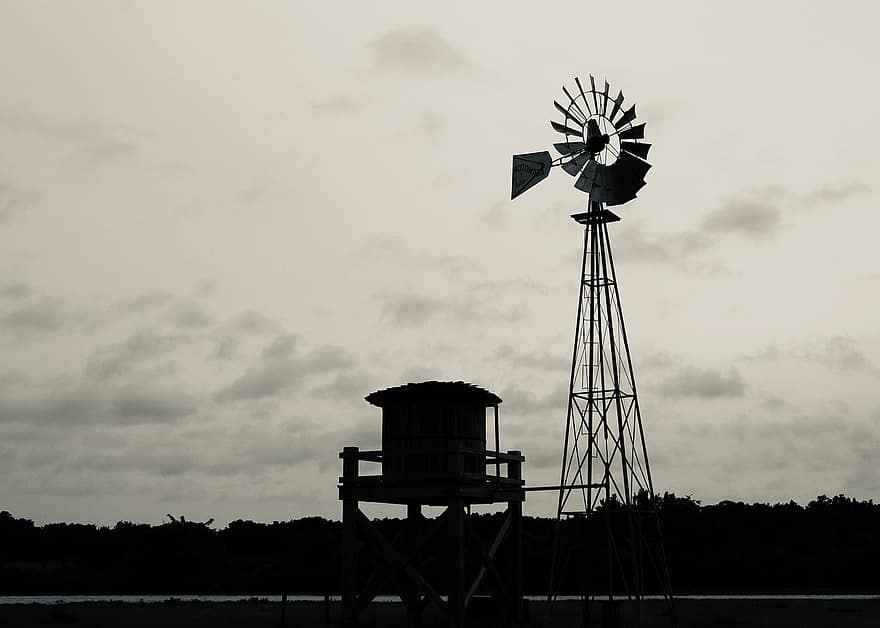 Windmill, Rural, Silo, Farm, Architecture, Wind, Outside, Building, Sky, Farming, Field