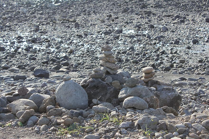 stenen, wens, kust-, balans, rotsen, buitenshuis, steen, rots, kiezelsteen, hoop, stack