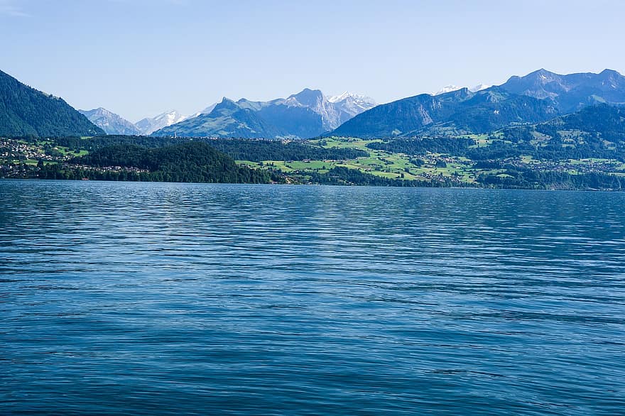 панорама, езеро, природа, Швейцария, пейзаж, алпийска панорама, планини, алпийски, планински пейзаж, планина, небе