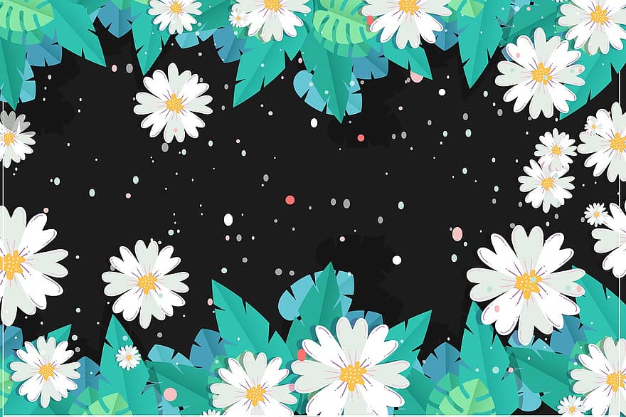 fulles, flors, frontera, marc, floral, frontera floral, marc floral, plantilla, fons, fons de pantalla, disseny