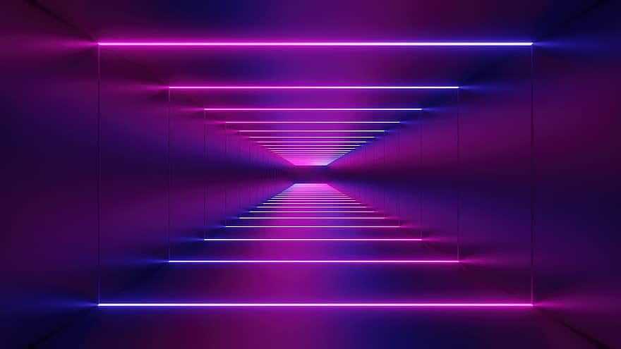 Club, Corridor, Hallway, Lit Corridor, Background, Futuristic Design, Neon Lights, Stage, abstract, backgrounds, architecture