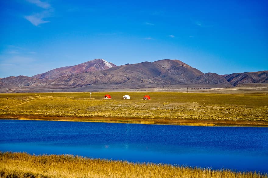 fjellene, innsjø, steppe, Chui, Altai, landskap, fjell, blå, vann, gress, fjellkjede