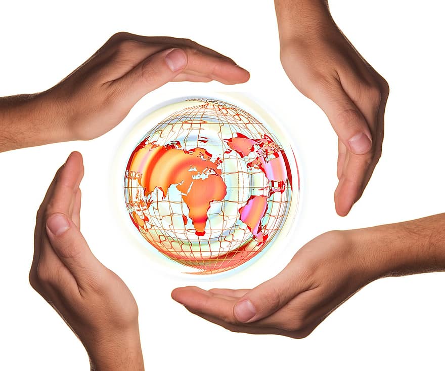 global, mobilitet, globus, hænder, verden, jorden, globalisering, international, planet, kontinenter, i hele verden
