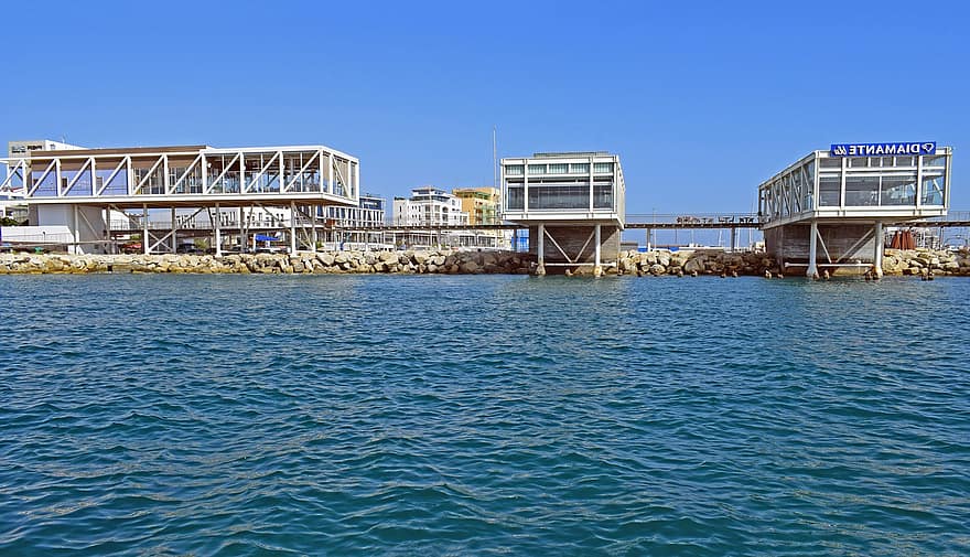 Sea, Breakwaters, Buildings, Ocean, Coast, Coastline, Structures, Architecture, Cyprus, Limassol, Contemporary