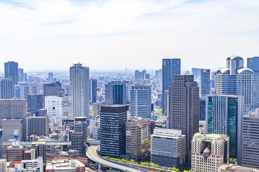 Osaka, japan, bygninger, by, Urban, osaka prefektur, osaka city, landskap, Kansai, Kansai-regionen, bybildet