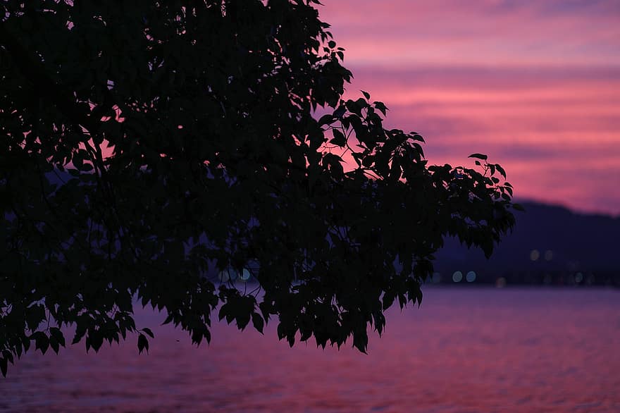 matahari terbenam, danau, Danau Barat, senja