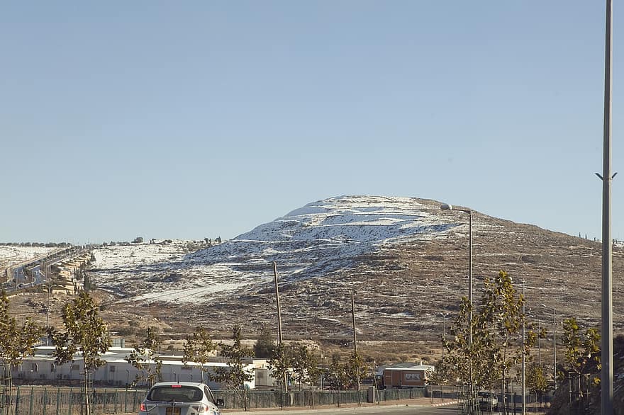 Montagne, neige, point de repère, Jérusalem, Israël, paysage, vue, ville, Voyage, architecture, bâtiment