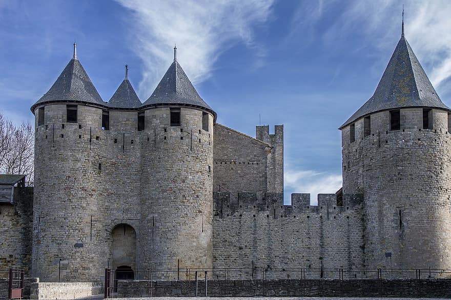 cité de carcassonne, kasteel, architectuur, middeleeuws, historisch, vesting, mijlpaal, toeristische attractie, carcassonne