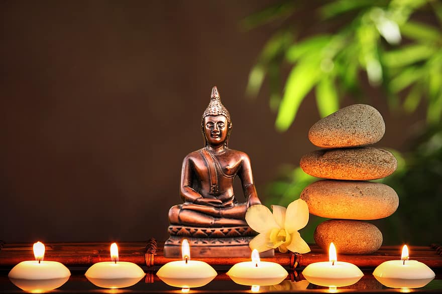 Buddha, elmélkedés, imádkozik, vallás, buddhista, szerzetes, buddhizmus, gyertya, meditál, lelkiség, pihenés