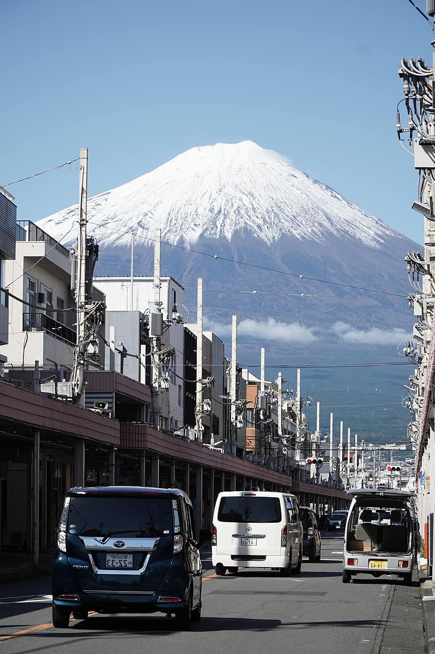 Гора Фудзи, Япония, путешествовать, туризм, Дорога, машины, улица