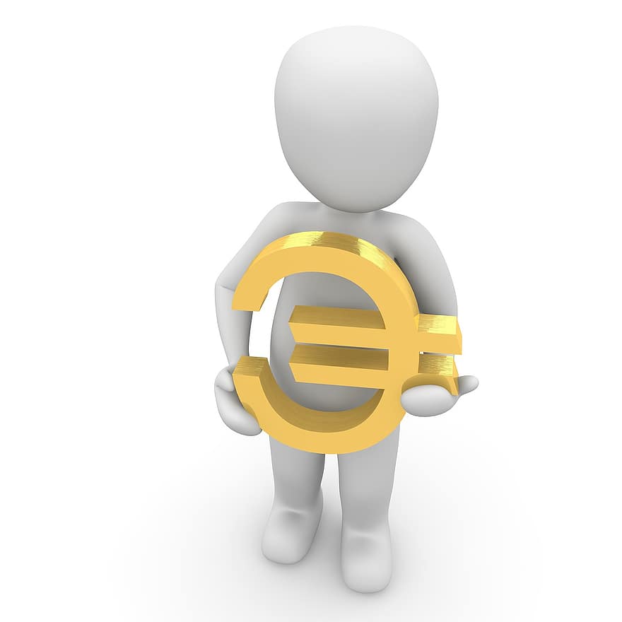 euro, karakter, 3d, simbol, eropa, mata uang, tanda euro, orang eropa, keuangan, uang, Kas dan setara kas