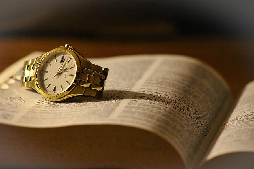 đồng hồ đeo tay, sách, mở sách, trang, giáo dục, hiểu biết, sự khôn ngoan, đọc hiểu, giấy, từ điển, trường học