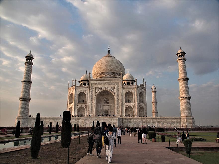 agra, Taj Mahal, Mausoleum, historisch, berühmt, Indien, Reise, Minarett, berühmter Platz, die Architektur, Religion