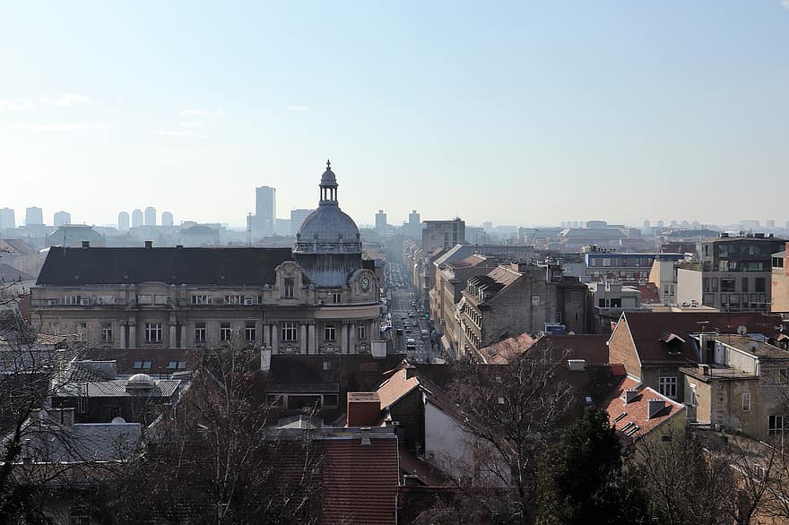 zagreba, pilsēta, Horvātija, arhitektūra, pilsētas, ēkām, pilsētas ainava, jumts, ēkas ārpuse, slavenā vieta, pilsētas panorāma