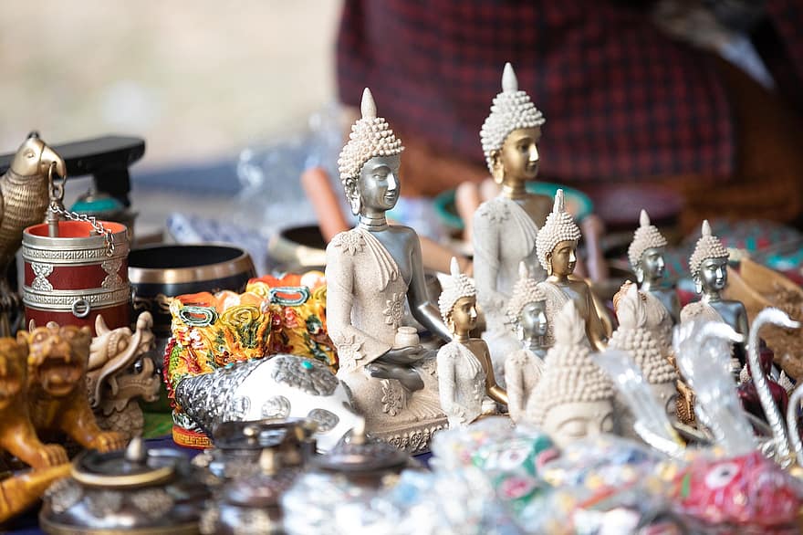 Budda, buddyzm, religia, Idole religijne, Bhutan, kultury, pamiątka, wielobarwne, dekoracja, duchowość, rzemiosło