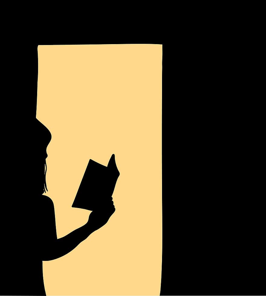 Girl, Book, Silhouettes, Shadow, Read, Reading, Study, Studying, Reading A Book, Girl Reading, Little Girl