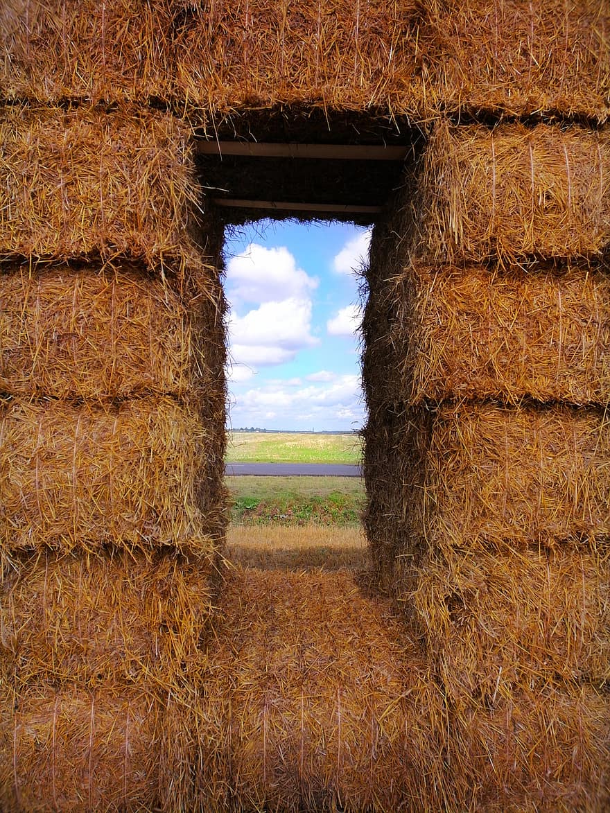Straw, Hay, Window, Village, Clouds, Sky, Sun, Haymaking, Grass