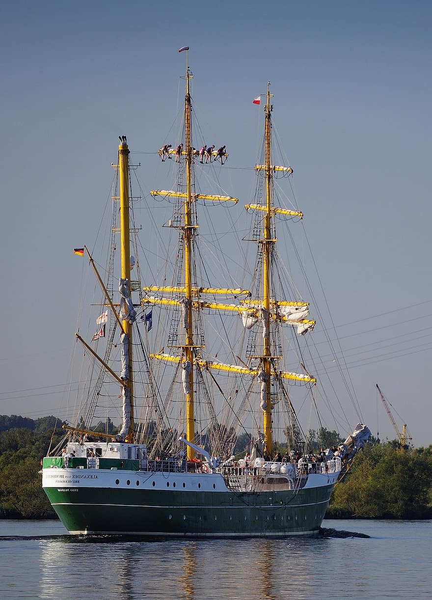 ウッチ、帆、旅行、冒険、外側、アレクサンダー・フォン・フンボルト2世、船、港、セーリング、シュチェチン、背の高い船