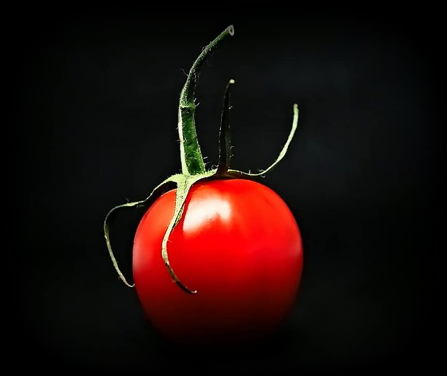 tomaatti, vihannes, ruoka, orgaaninen, tuottaa, terve, ravinto, tumma tausta, tuoreus, lähikuva, kypsä