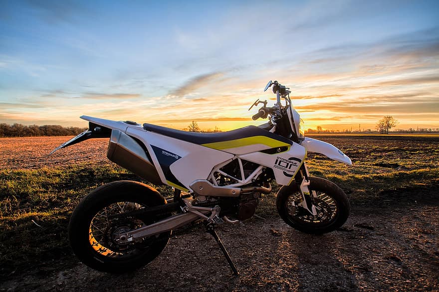 Earth, Motorcycle, Sunset, Motorcycling, Road, Bike, Supermoto, Outdoor, Nature, Sky, Field