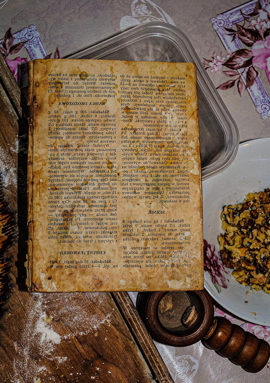 kitap, bağbozumu, yemek kitabı, yemek tarifi, cila, eski, Antik, yemek pişirme