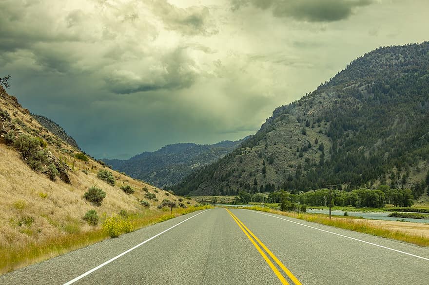 la nature, Voyage, Wyoming, Mohan, nannapaneni, paysage, en plein air, scénique, des nuages, route, les collines