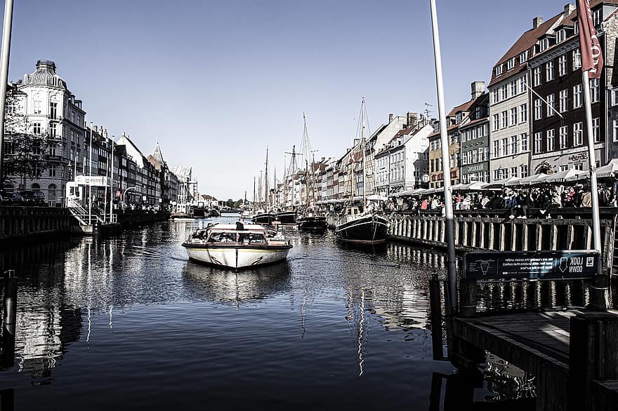 Nyhavn, Копенхаген, Дания, Danmark, канал, пътуване