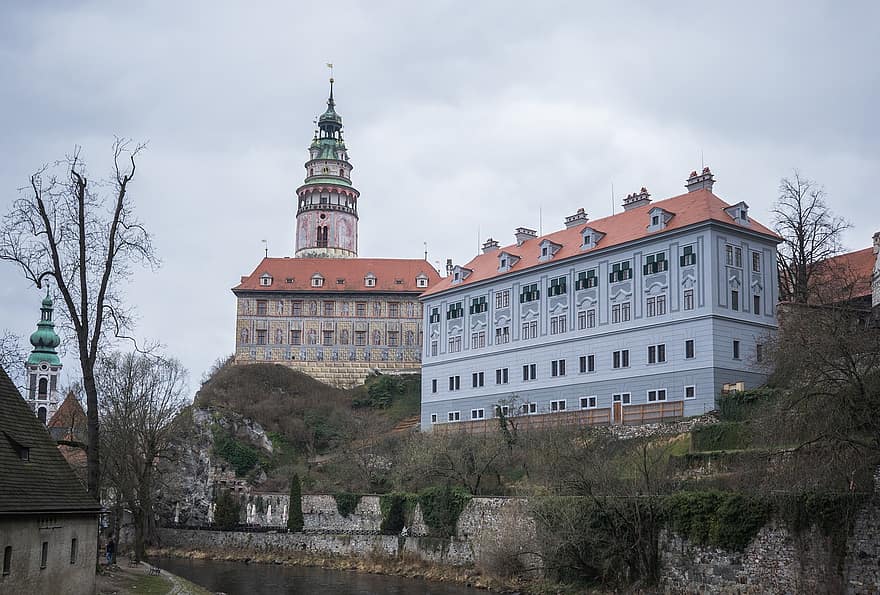 シティ、城、チェコ共和国、チェスキークルムロフ、南ボヘミア、sudetenland、ヨーロッパ、建築、有名な場所、歴史、建物の外観