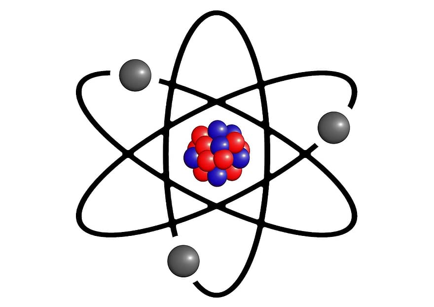 atome, symbole, personnages, abstrait, modèle d'atome
