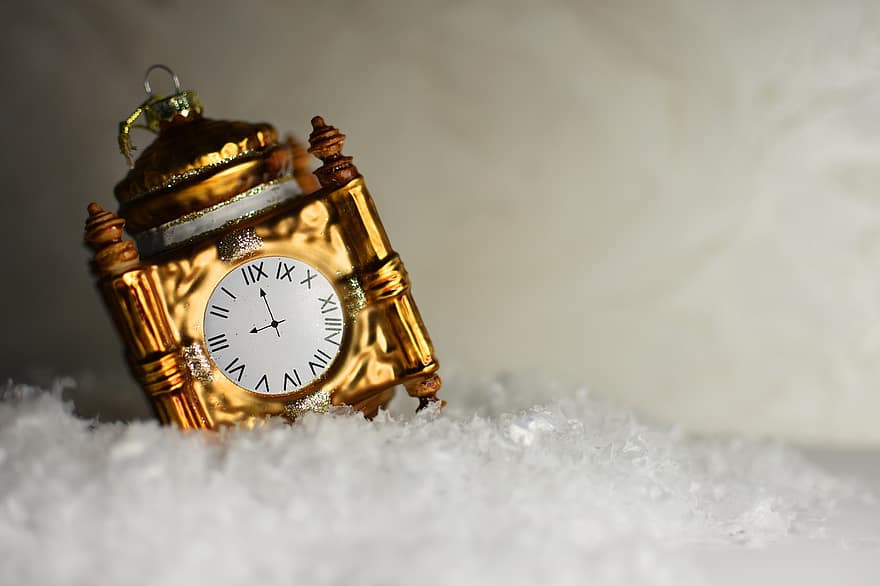 часовник, сняг, декоративен, украса, път, играчка, подарък, празник, нова година, Коледа