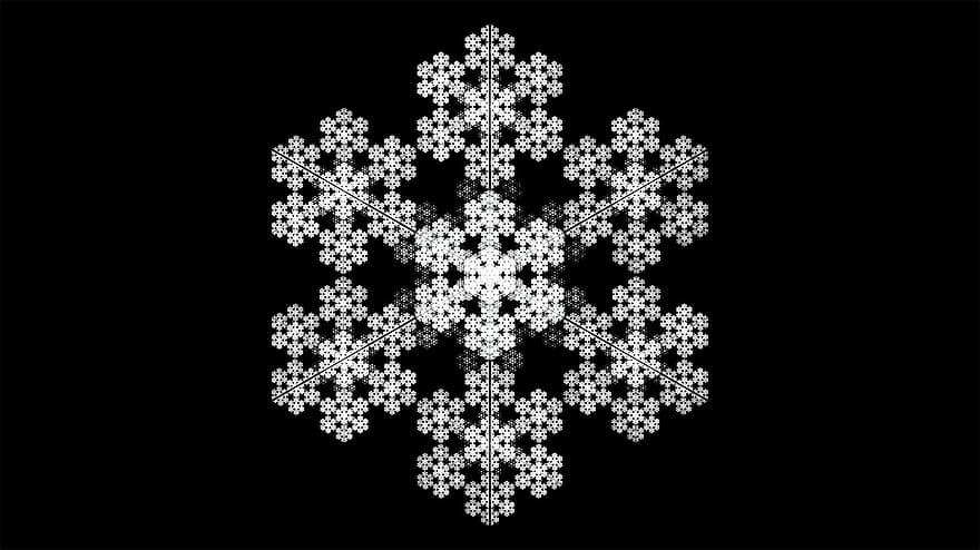 fractal, sneeuwvlok, ontwerp, wit, sneeuw, winter, fractal kunst, zwarte kunst, Zwart ontwerp