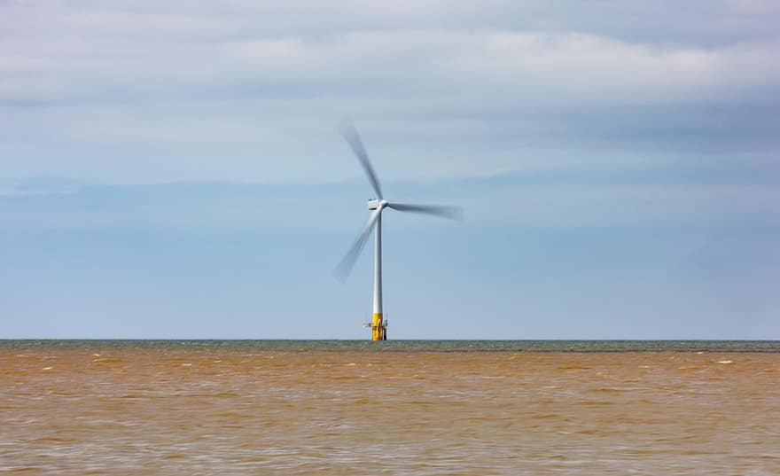 vindmølle, energi, strøm, hav, ocean