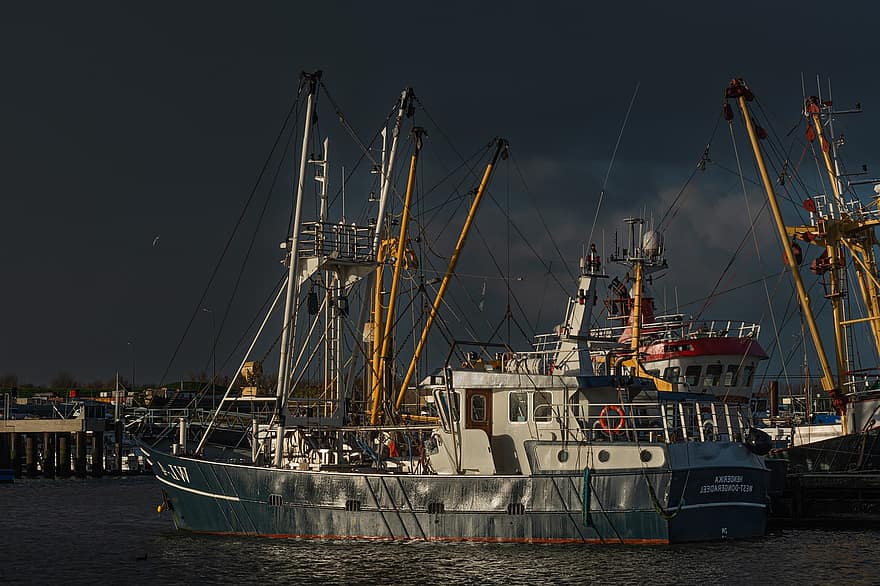 botes de pesca, Puerto, barcos, pesca, flota, industria pesquera, mar del Norte