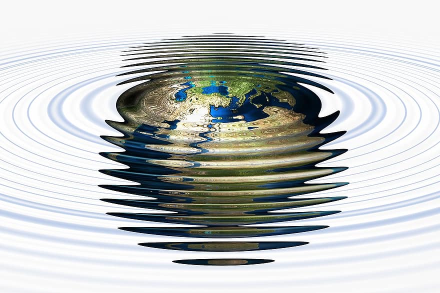 vagues de l'eau, Afrique, L'Europe , Asie, continents, politique environnementale, propager, Faire un impact, globe, monde