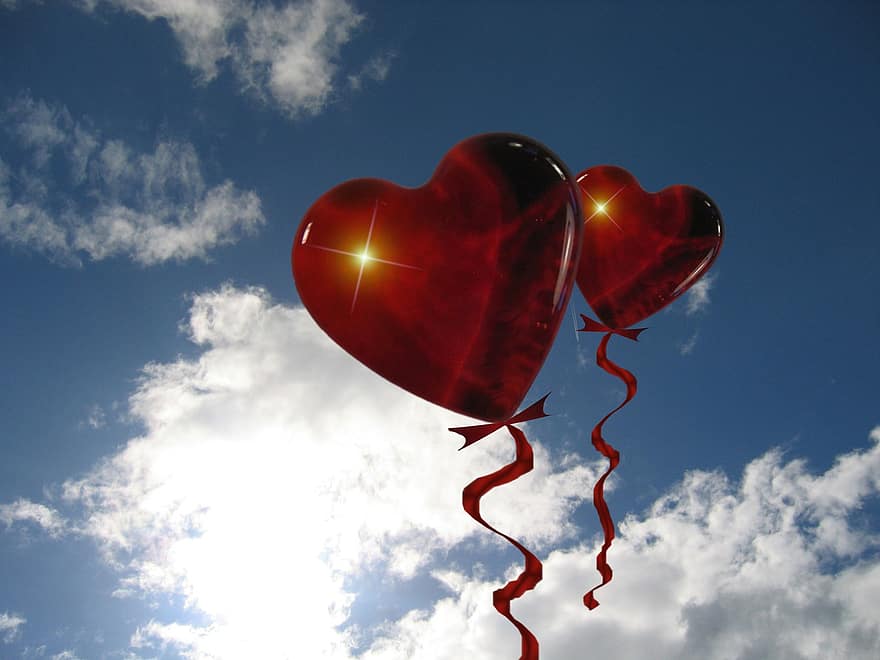 ballon, løkke, hjerte, kærlighed, held, abstrakt, forhold, tak skal du have, hilsen, lykønskningskort, postkort