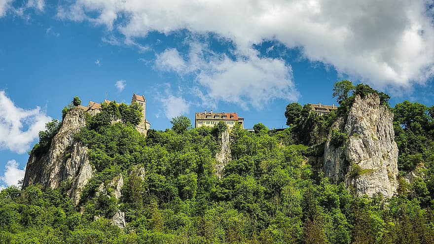 Castillo Werenwag, castillo, valle del Danubio, rock, caminata, piedra, caliza, arquitectura, lugar famoso, montaña, historia