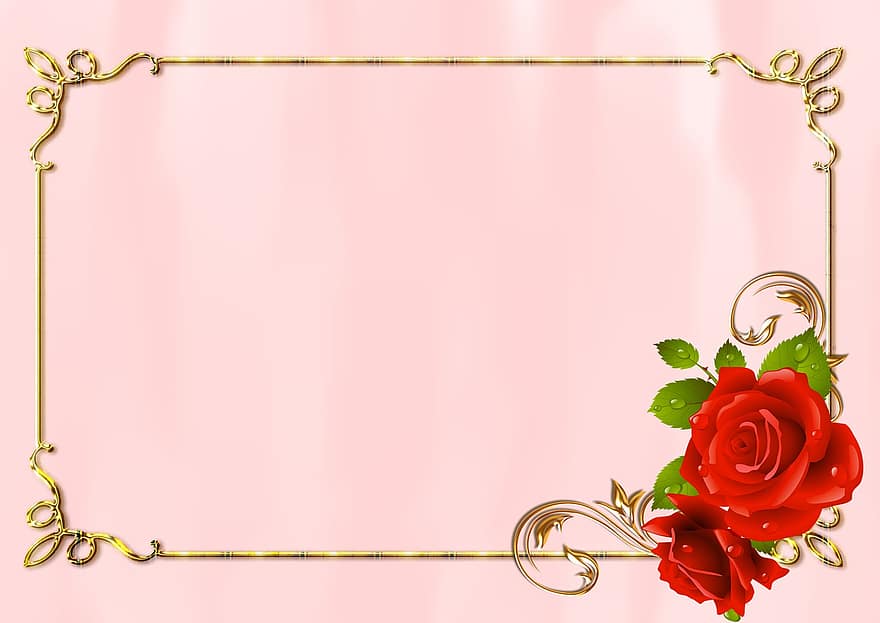 rama, Walentynki, tło, szablon, róże, kwiatowy, kwiat, sztuka, tła, dekoracja, liść