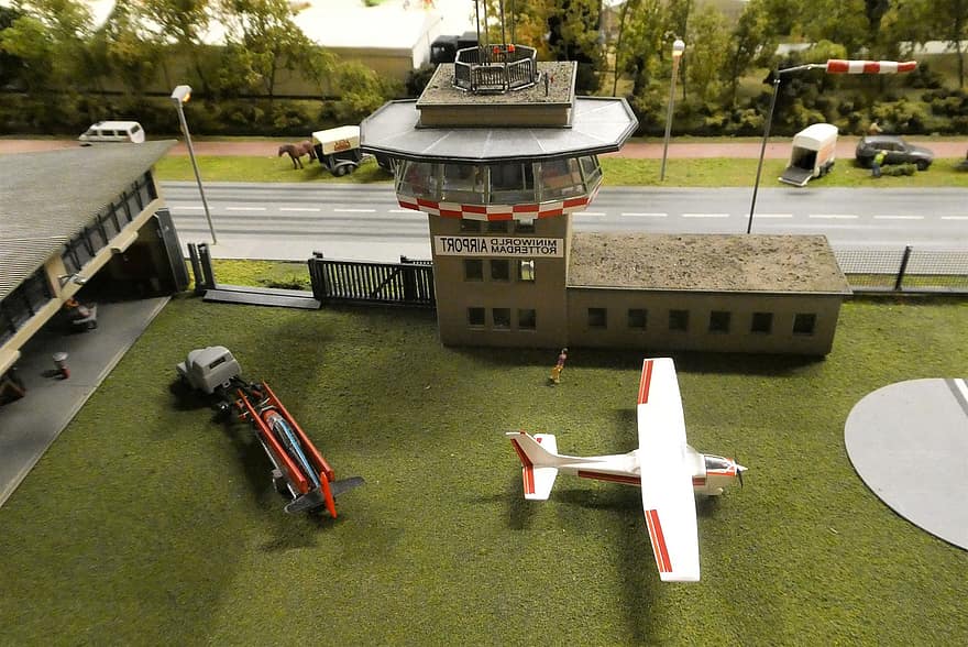 aereo, aeroporto, Rotterdam, mini mondo, miniature, creativamente, elica, veicolo aereo, mezzi di trasporto, volante, tecnologia
