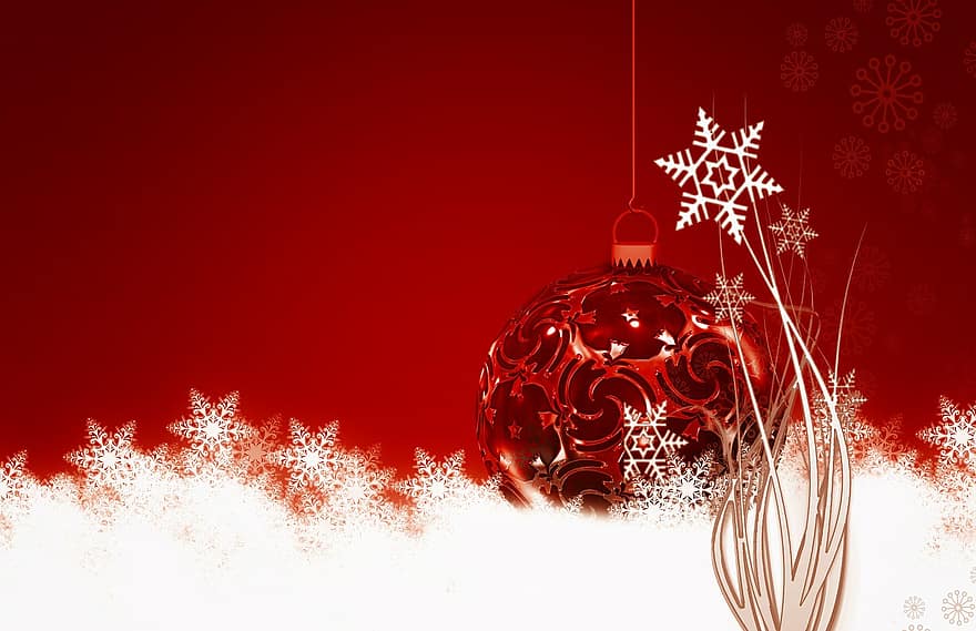 赤、白、雪、シルエット、クリスマス、クリスマスの飾り、フローラ、クリンゲル、サークル、星、光