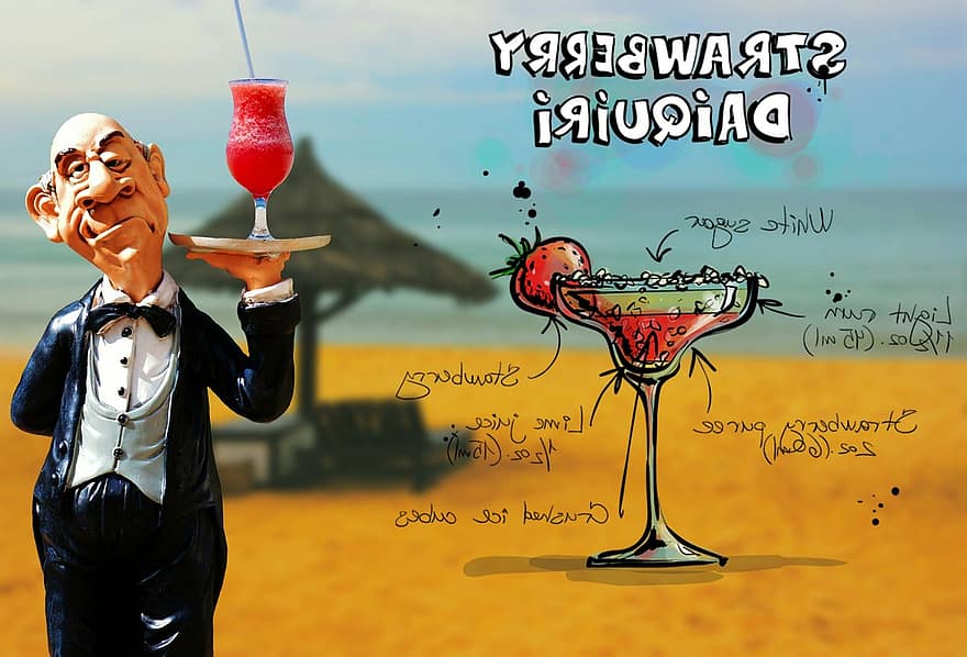 Strawberry Daiquiri, Cocktail, Drink, Operation, Upper, Waiter, Alcohol, Recipe, Party, Alcoholic, Summer