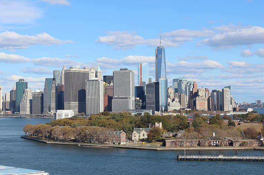 Manhattan, New York, Horizont, Wolkenkratzer, die Architektur, Gebäude, Amerika, Stadtbild, Nyc, Vereinigte Staaten von Amerika, Metropole