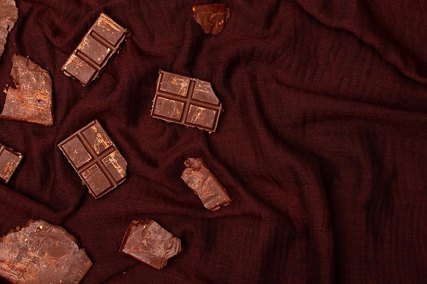 czekolada, tabliczki czekolady, Cukiernia, Słodkie, konfekcja, deser, widok z góry