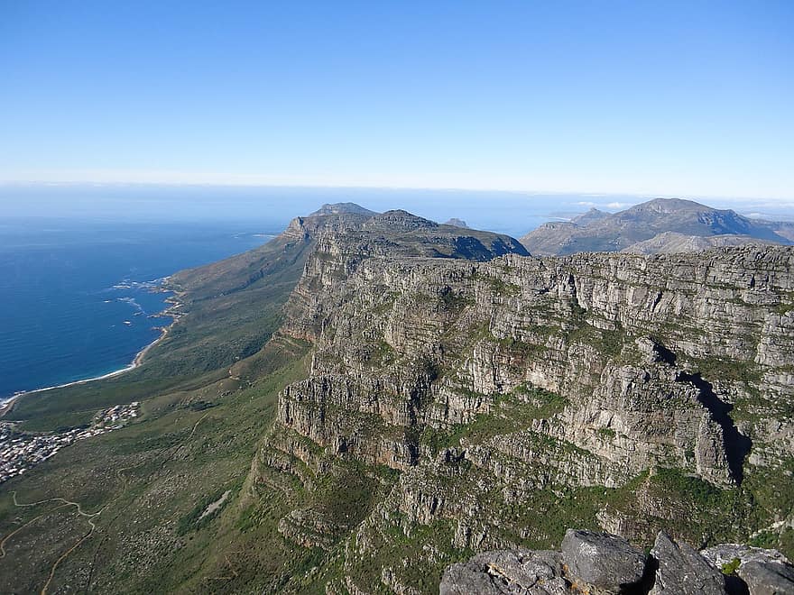 bord berg, Kapstaden, hav, berg, kust, kustlinje, natur, horisont, naturskön