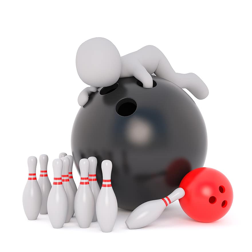 bowling ball, hvit mann, 3d modell, isolert, 3d, modell, Full kropp, hvit, 3d mann, Bowlingballhull, lysbilde