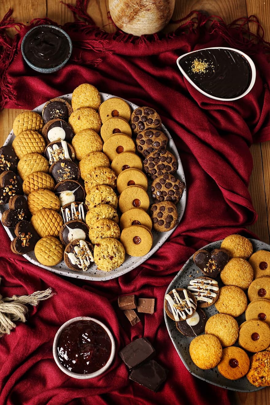 μπισκότα βουτύρου, μπισκότα, αρτοσκευάσματα, επιδόρπια, πιατέλα, μπουφές, συλλογή, Μπουφές επιδόρπιο, διάφορων ειδών, διάφορα cookies, μπισκότα ζάχαρης