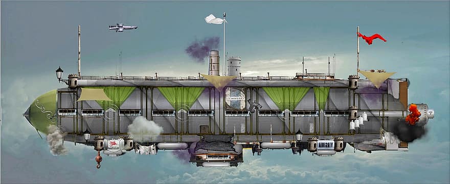 Luftschiff, Fantasie, Dieselpunk, Atompunk, Science-Fiction